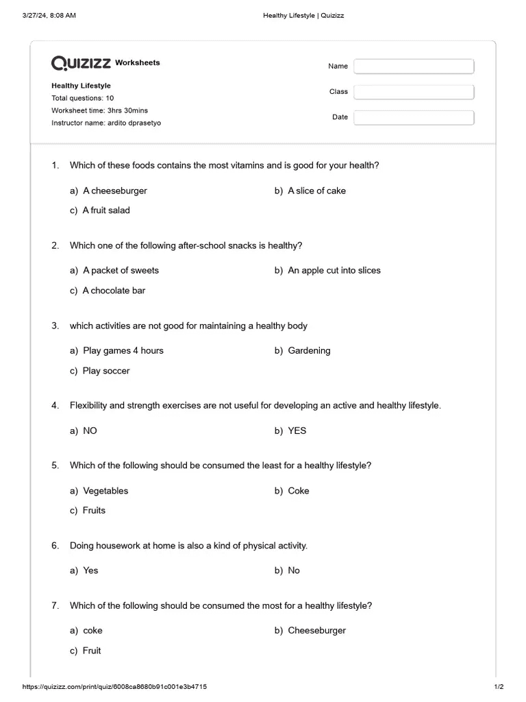 The Lifestyle Quiz