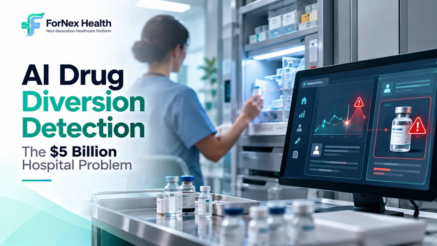 AI-powered drug diversion detection system analyzing hospital medication data to identify suspicious patterns and protect patient safety.